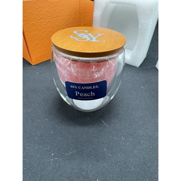 SSY Candles Wood Wick Hand Poured Peach Scented Candle NIB - Picture 6 of 14